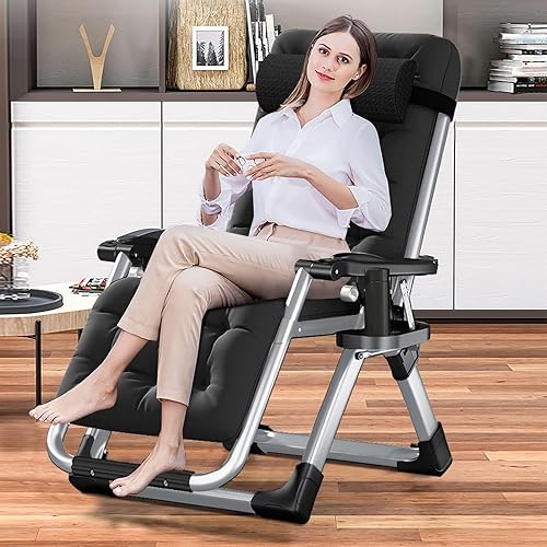 Miniatura 2 de LILYPELLE Chaise lounge plegable, tumbona ajustable de 5 posiciones para patio al aire libre con reposacabezas desmontable y almohadilla suave,