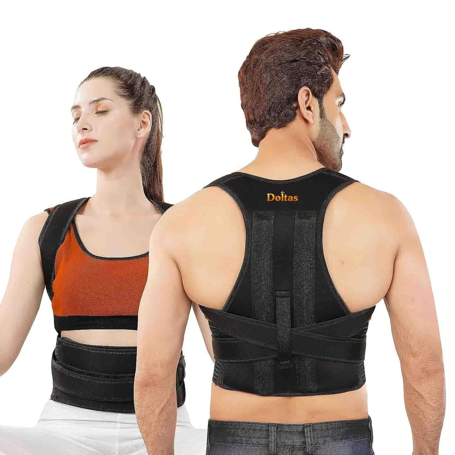 DOLTAS Posture Corrector for Men & Women – Adjustable Back Brace with Lumbar Support, Shoulder Support & Waist Belt for Pain Relief & Better Posture