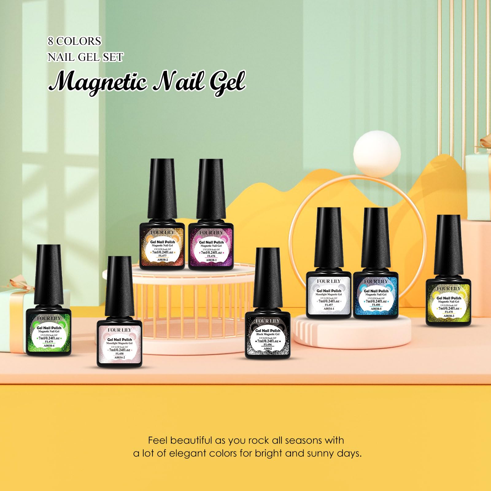 Amazon.com: Four Lily 8 Colors Cat Eye Gel Nail Polish, Upgraded