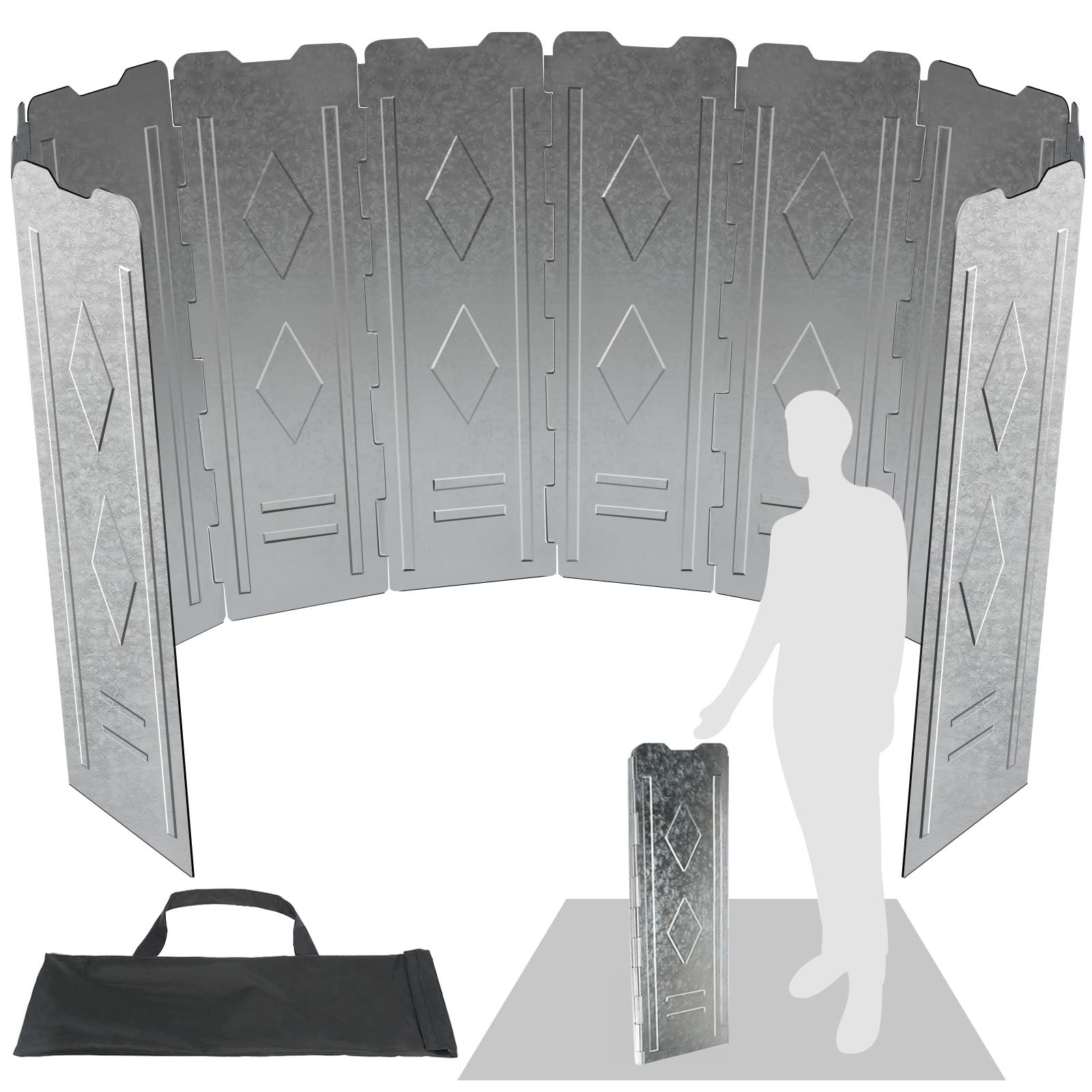 Drado Placas Parabrisas Plegable de Aluminio, Estufa de Gas Escudo Pantalla,Aire Libre Parabrisas para Camping, Cocina al Aire Libre, Camping, 150cm