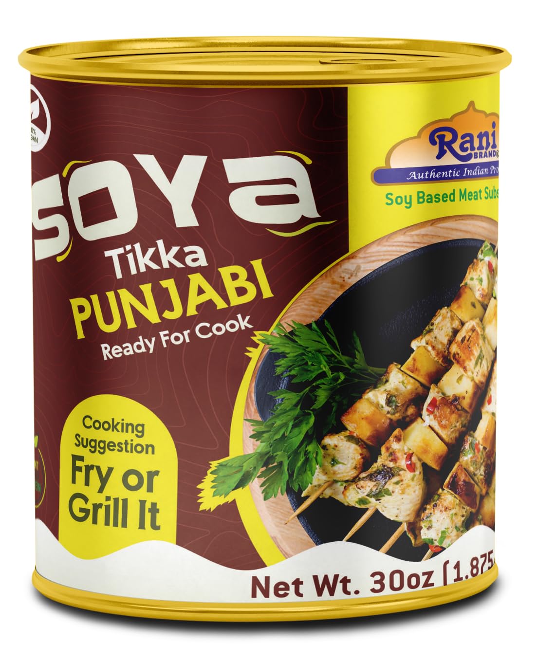 Rani Soya Tikka Punjabi 30oz (1.875lbs) 850g Ready for Cook ~ Easy Open Lid | All Natural | Vegan | No Colors | NON-GMO | Kosher | Indian Origin | Soy Based Meat Substitute