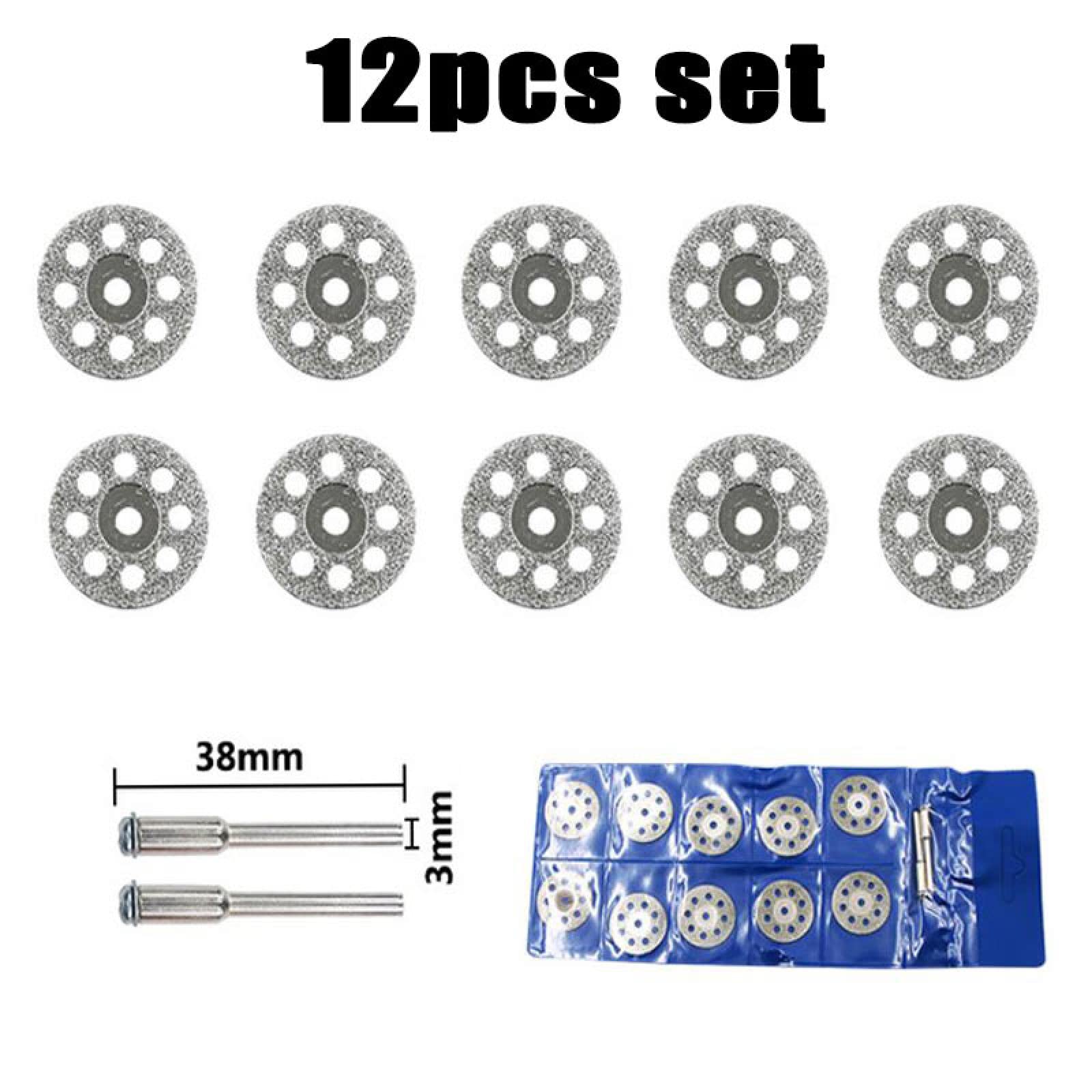 Brzeszczoty tarczowe, Zestaw 12 szt. 20 mm, 22 mm, 25 mm, 30 mm diamentowych tarcz tnących z trzpieniem do narzędzi obrotowych Miniaturowa diamentowa tarcza tnąca(20mm)