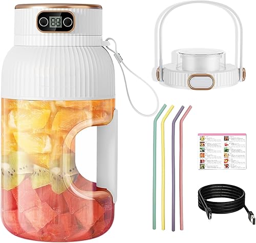 Miniatura 11 de Yulyoie - Vaso exprimidor portátil multifuncional con pantalla digital, 2024 nuevo exprimidor portátil multifuncional, licuadora personal, licuadora
