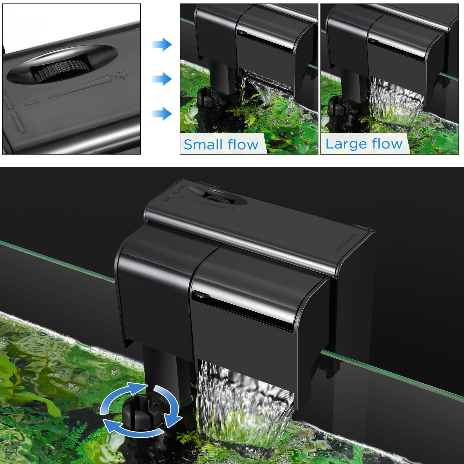 5W Filtro para Acuario 450 L/H, Acuario Sumergible Filtro, Flujo de Agua Ajustable y Silencioso, Circulación de Oxígeno para 10-100 litros de Acuario