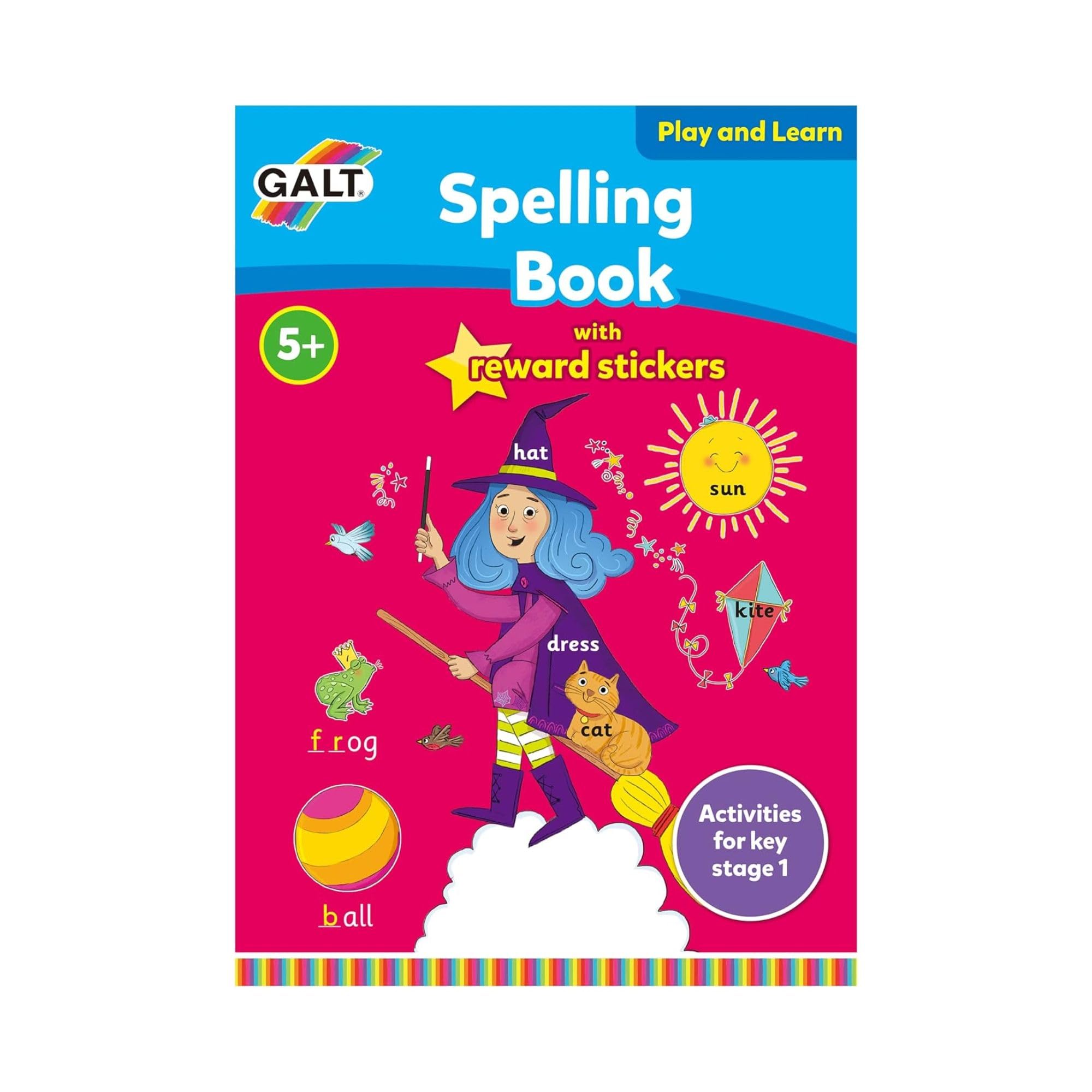 Galt Toys, Play & Learn - Spelling Book, Home Learning Activity And Sticker Book Ages 5 Years Plus 0 4
