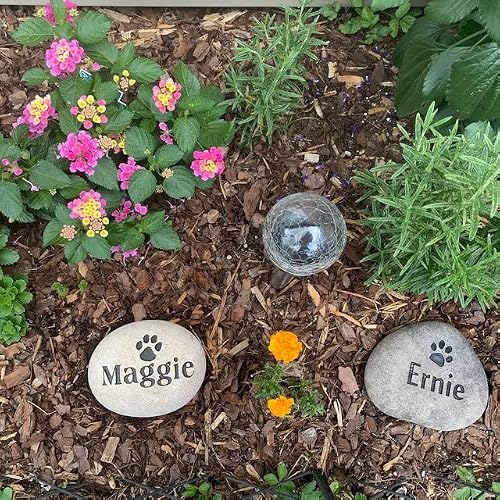 KINGNOW Personalized Pet Memorial Stones Dog/Cat/Pets Grave Markers Memorial Garden Stone