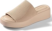 Leevar Women's Comfy Platform Wedge Sandals - Memory Foam Insole, 2.2" Heel, Slip-On Mules for Summer Casual Wear in Nude, White, Black