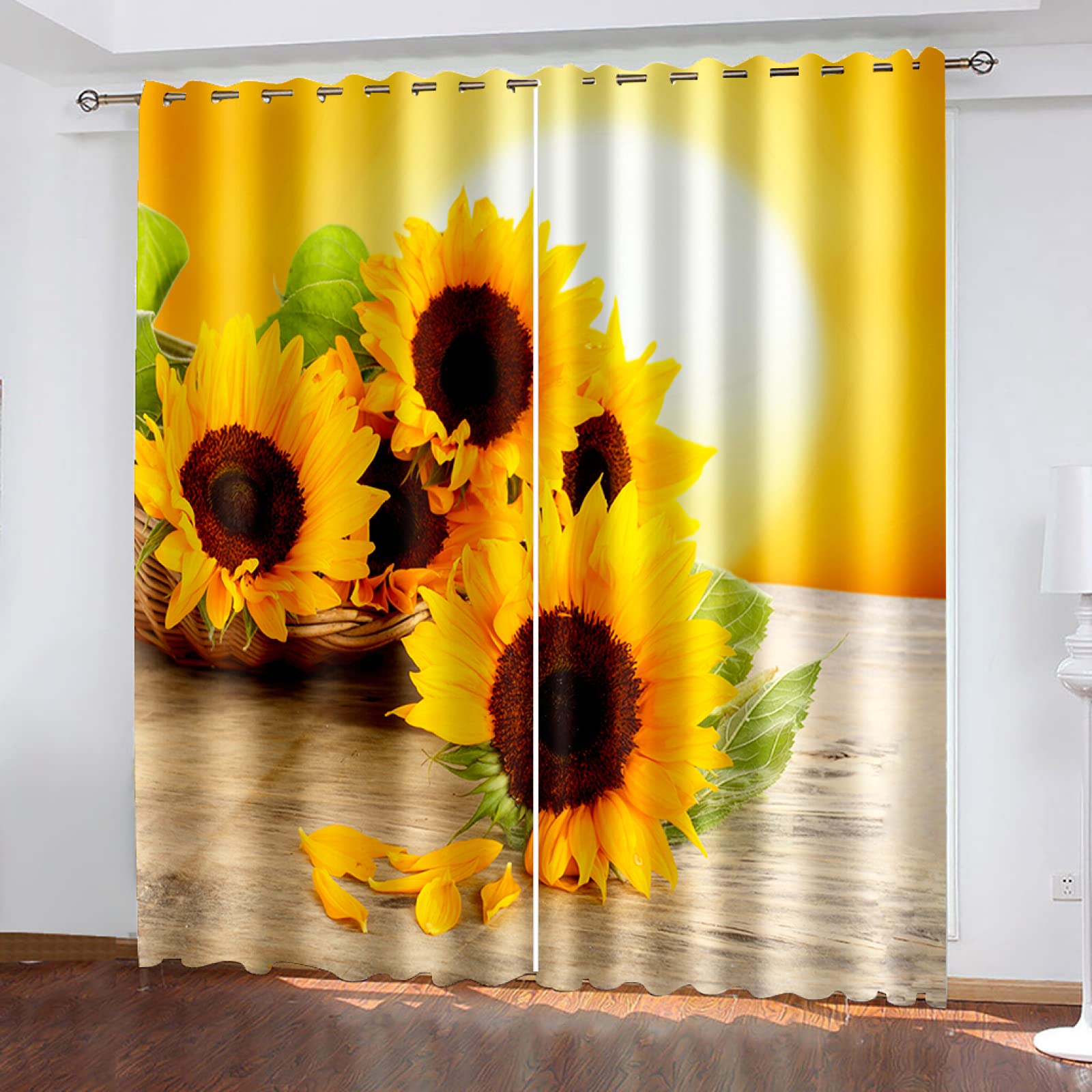 Vorhang Blickdicht Verdunklungsvorhänge Gardienen 2-SetBlume 150x166cm