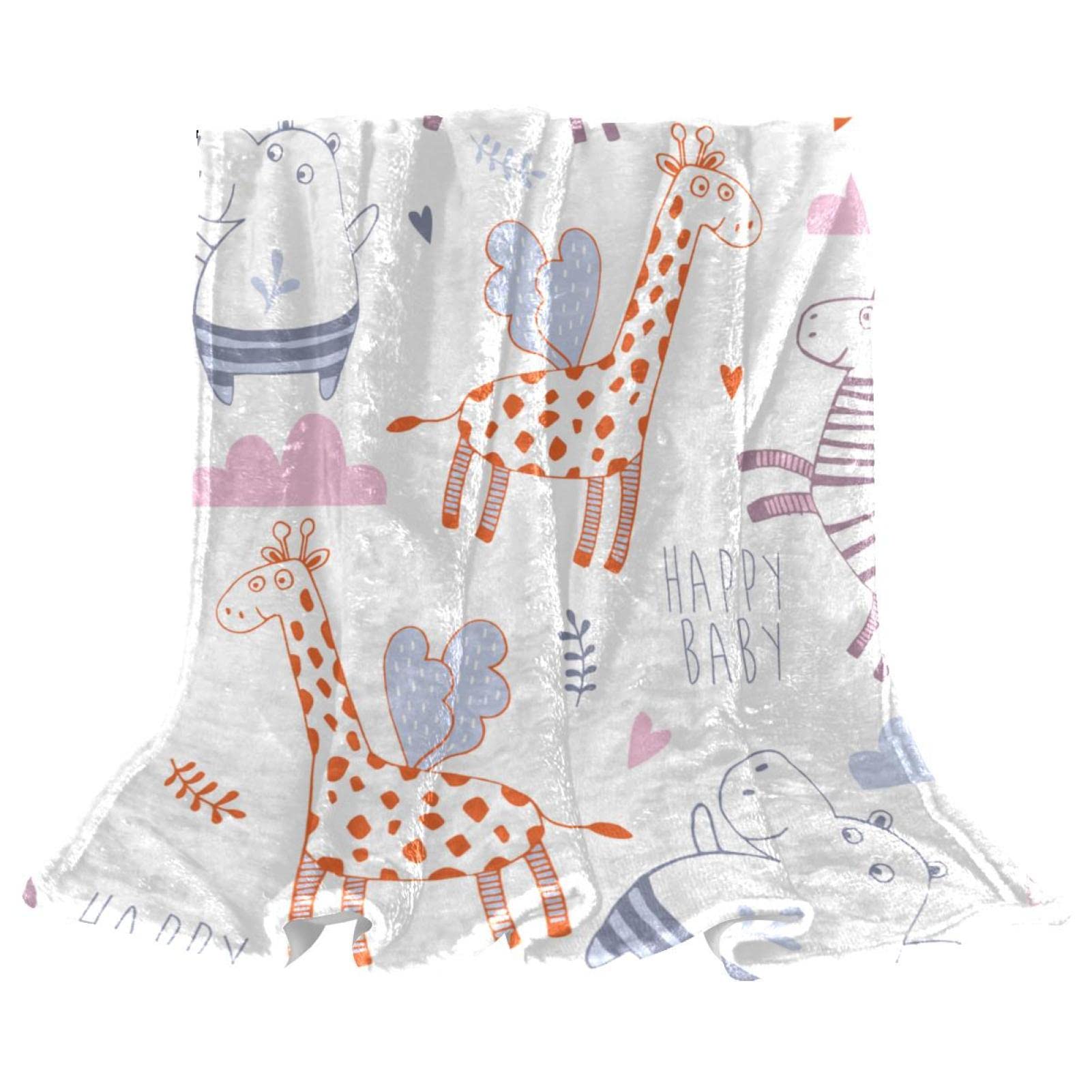 Couverture polaire zèbre et hippopotame pour cocooning sur canapé