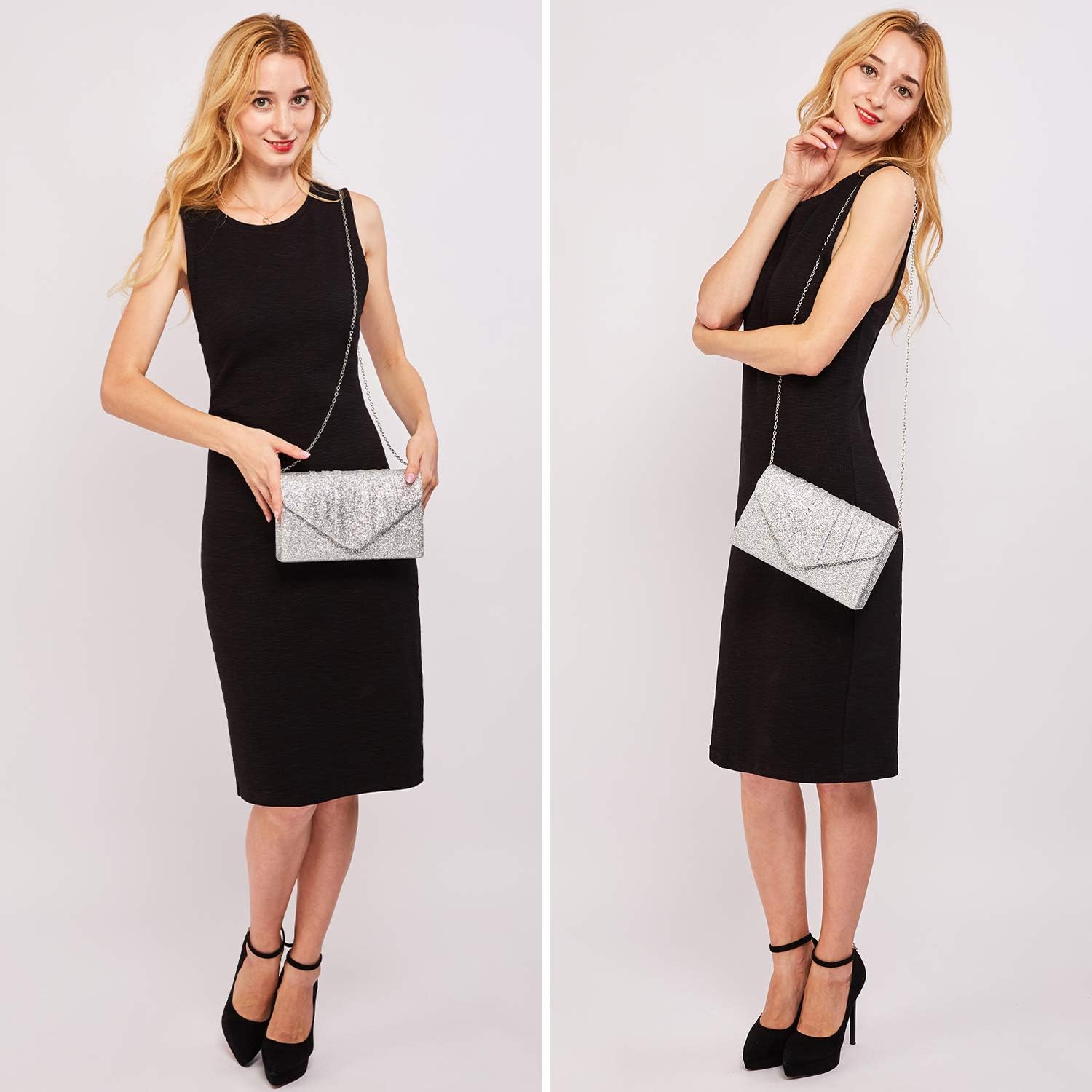 Dasein Women's Evening Bag Pleated Envelope Clutch Handbag Wedding Party Bridal Purse