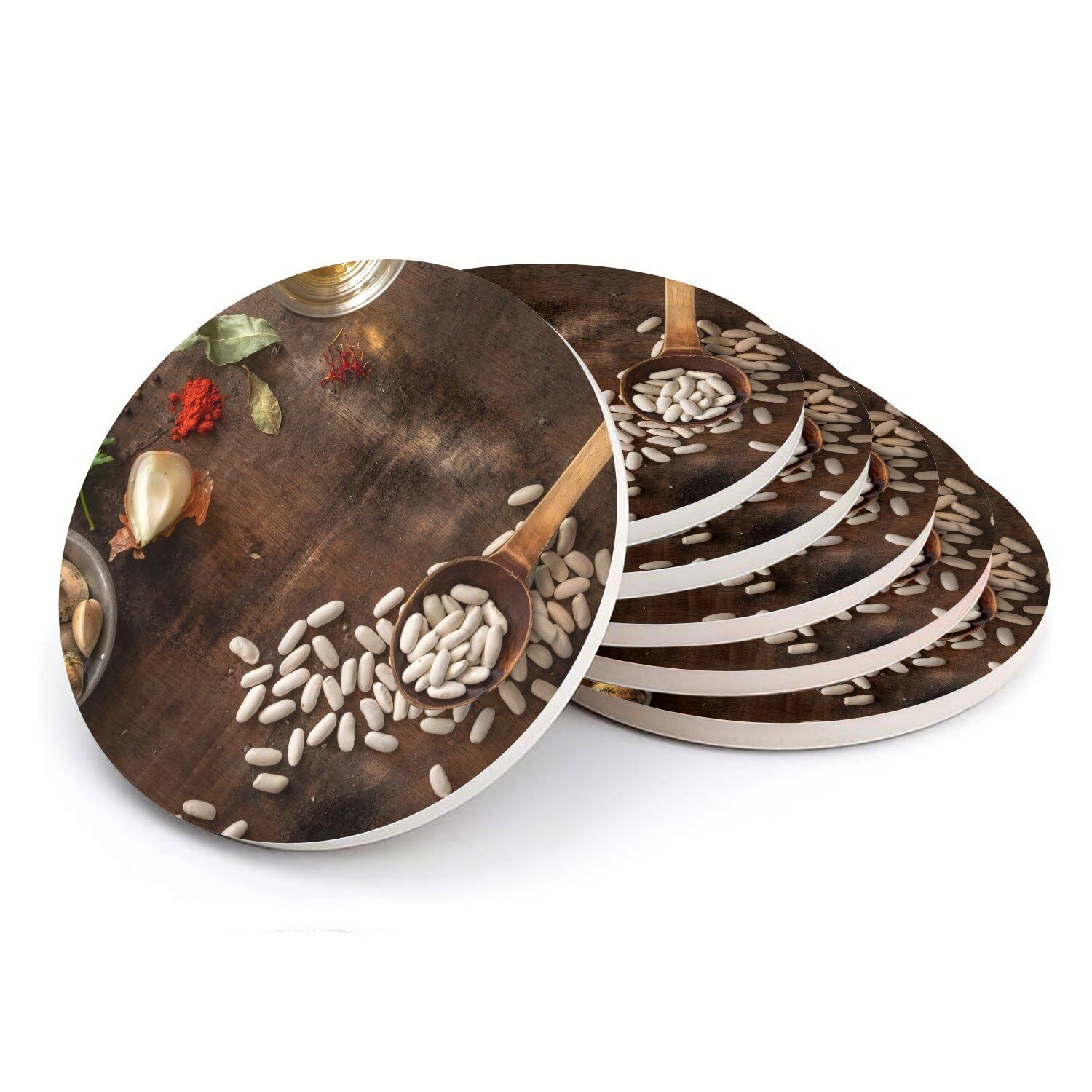 Sous verre ronds en céramique cuisine espagnole et décoration table lot de 6