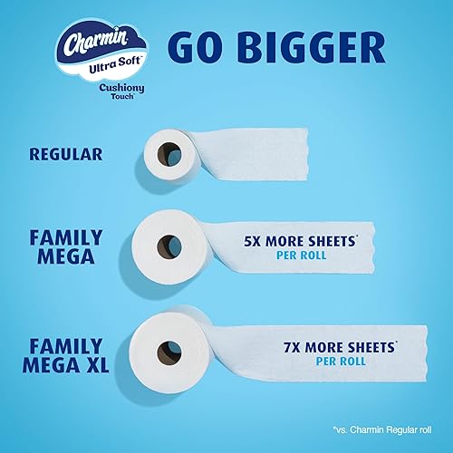 Miniatura 5 de Charmin Papel higiénico ultra suave al tacto, 30 megarrollos familiares  153 rollos regulares