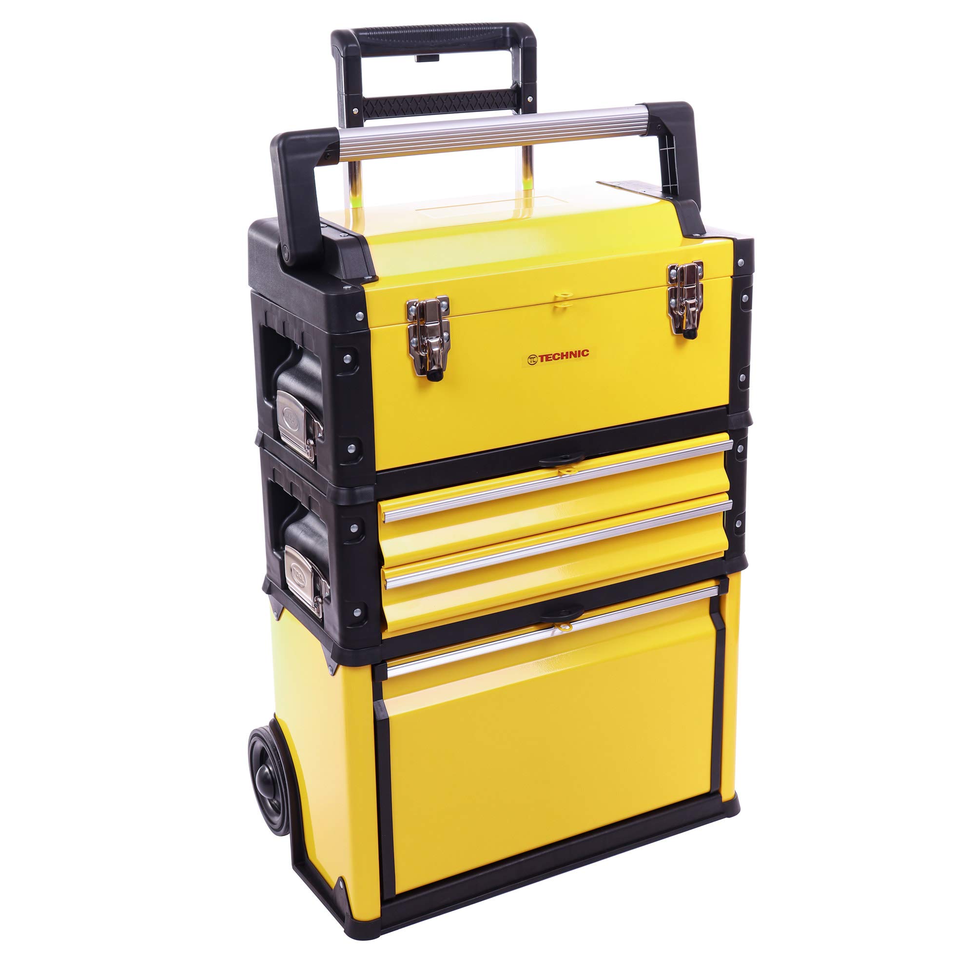 Caja de herramientas de metal de 3 piezas, 72 x 49 x 23 cm, Maletín de Herramientas Profesional, Caja de Herramientas