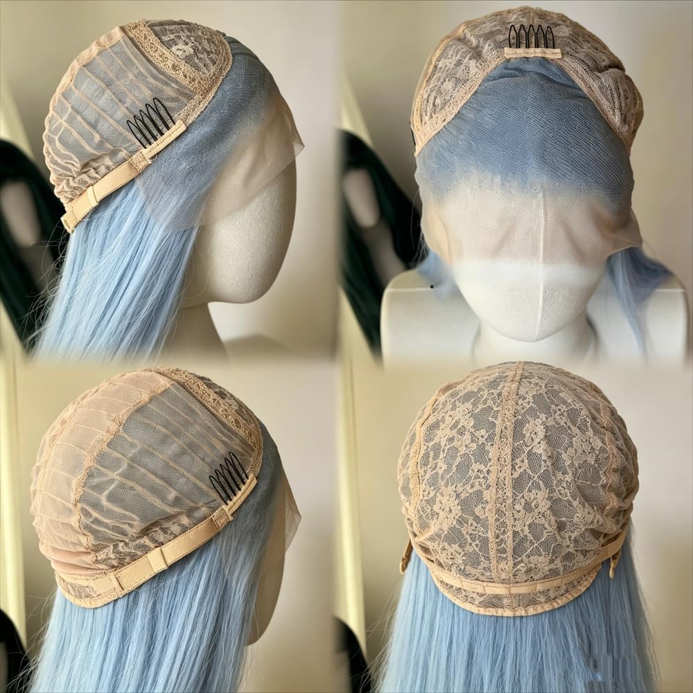 Haarpflege Frauen Gerade Natürliche Silber Lila Perücke 13 * 4 Spitze Vorne Für Cosplay