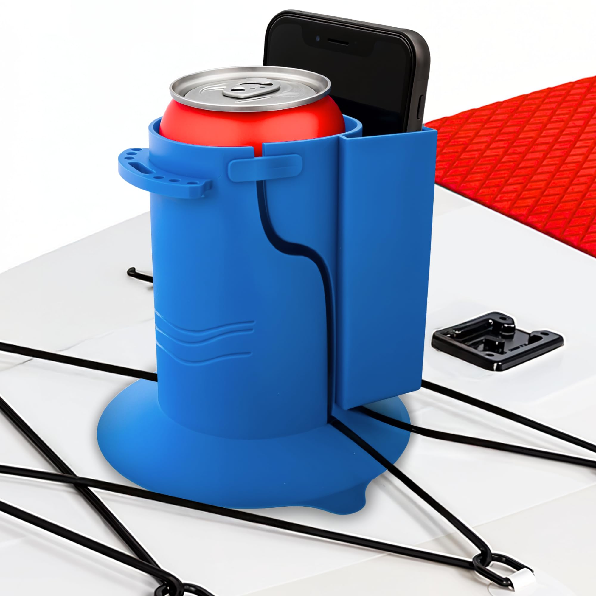 Paddle Board Cup Holder - Cup and Phone Holder for SUP Paddleboard - Double Suction Stability w/Locked Clips - Perfect for Speaker, Fishing & More - Stand-Up Paddle Board Accessories