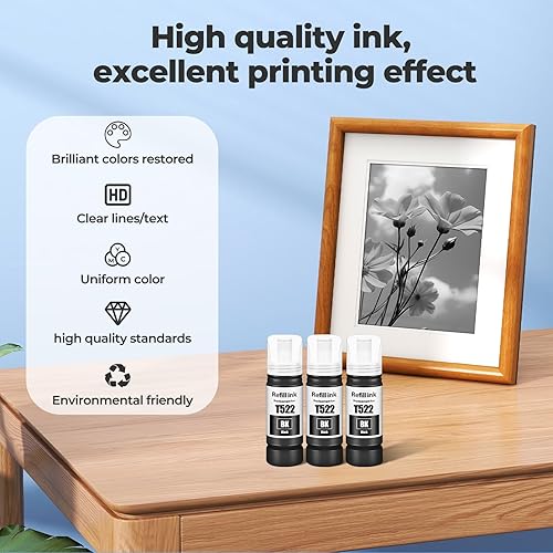 Miniatura 5 de 522 botellas de tinta negra ET-2800 ET-4800 ET-2400 ET-2803 522 botellas de recarga de tinta negras compatibles con ET 2800 ET 4800 ET2800 ET 2400