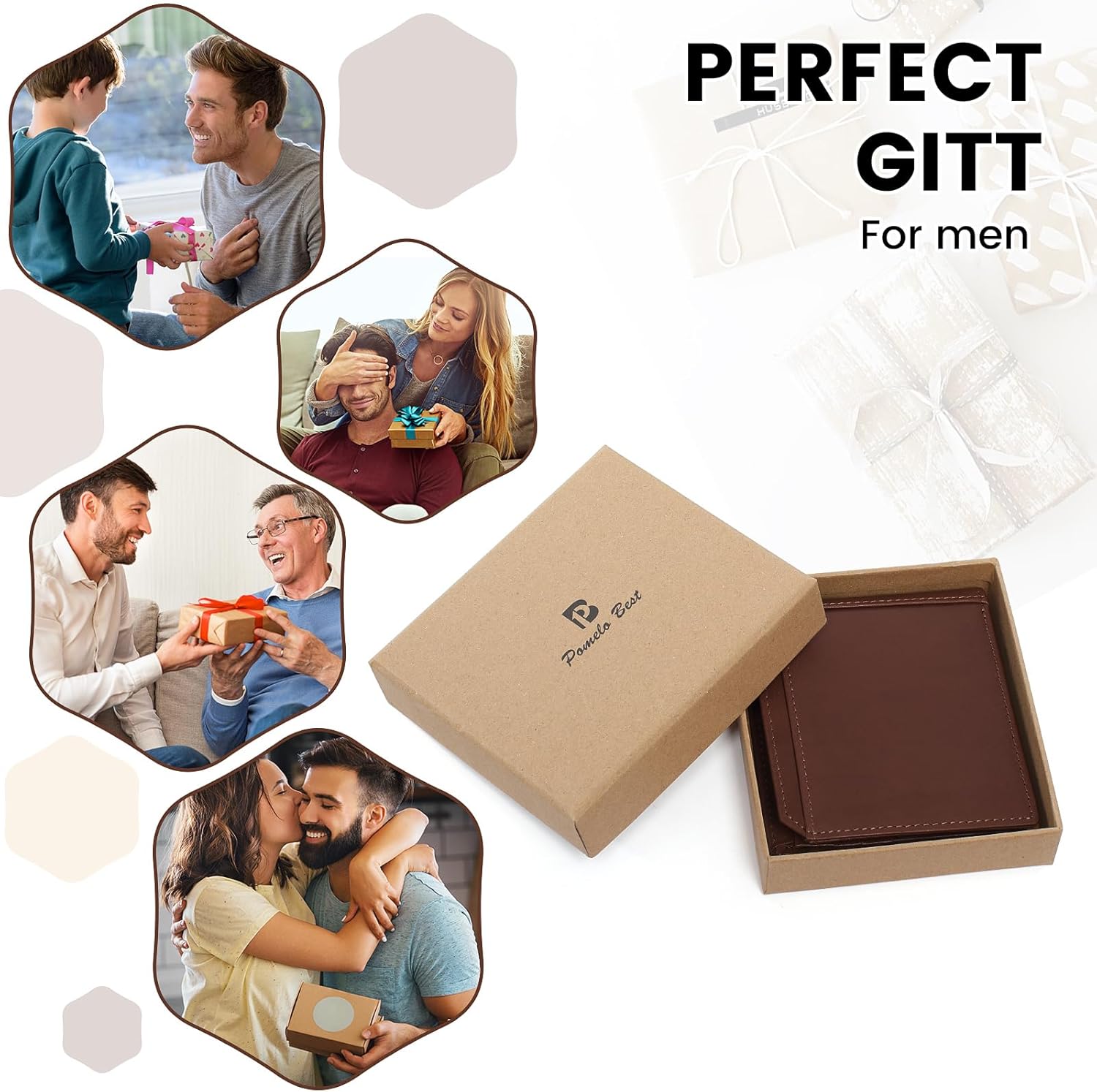 Pomelo Best Genuine Leather Thin Bifold Wallet Credit Card Holder for Men with Coin Pocket Minimalist Wallet Brown - Image 6