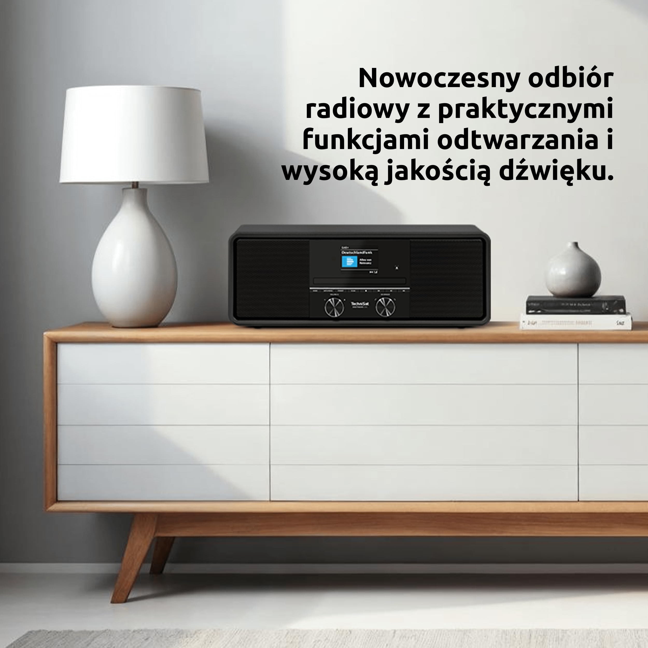 TechniSat DIGITRADIO 330 – radio stereo DAB+ FM z odtwarzaczem CD (Bluetooth 5.3, odtwarzanie MP3 z USB i funkcja ładowania, kolorowy wyświetlacz 2,4", budzik radiowy, pilot) czarne