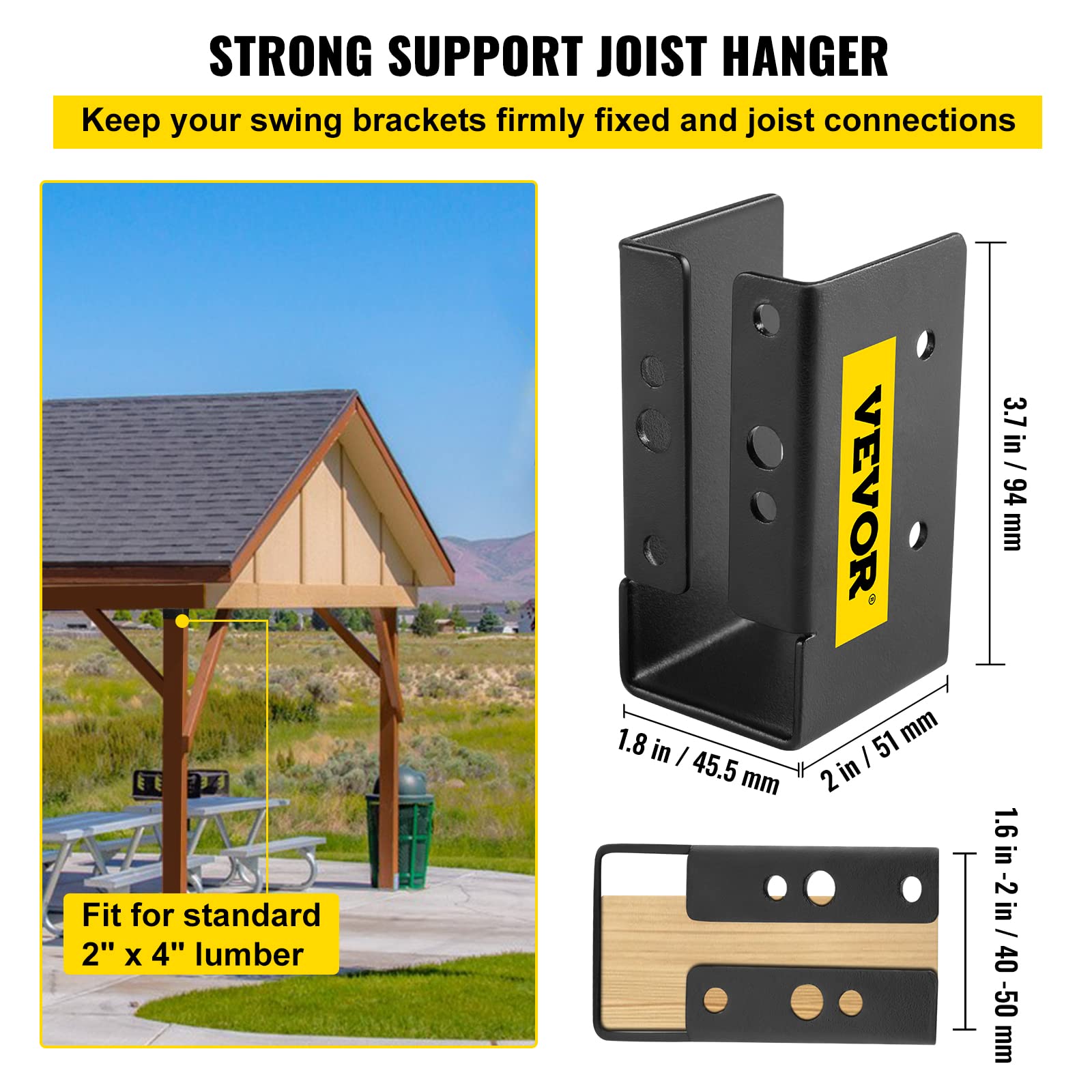 VEVOR Gancio per Travetti Nascosto, Flangia Nascosta per Accento Esterno 51x102 mm, 24 Pezzi Staffe per Travetti Nascosti, Gancio con Montaggio Frontale Nascosto in Lamiera Acciaio Q235 Verniciato