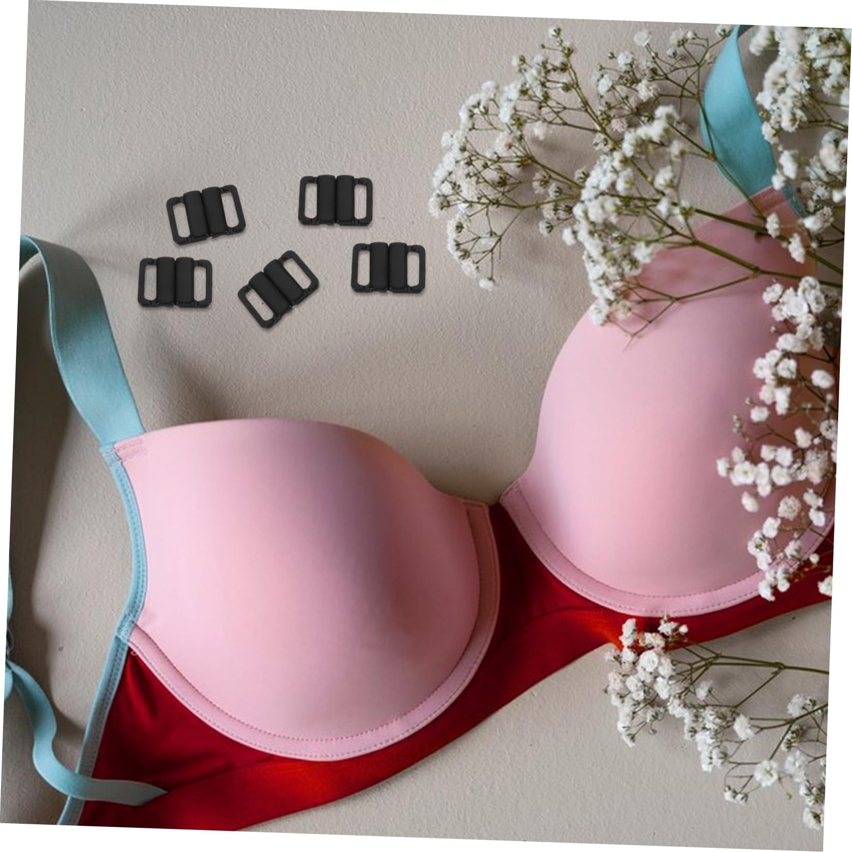 kowaku 10 di Clip per Bikini Gancio E Chiusura a Scatto Fermagli in Plastica da 14 Mm Chiusura Reggiseno Costumi da Bagno, Chiaro, 25x19mm
