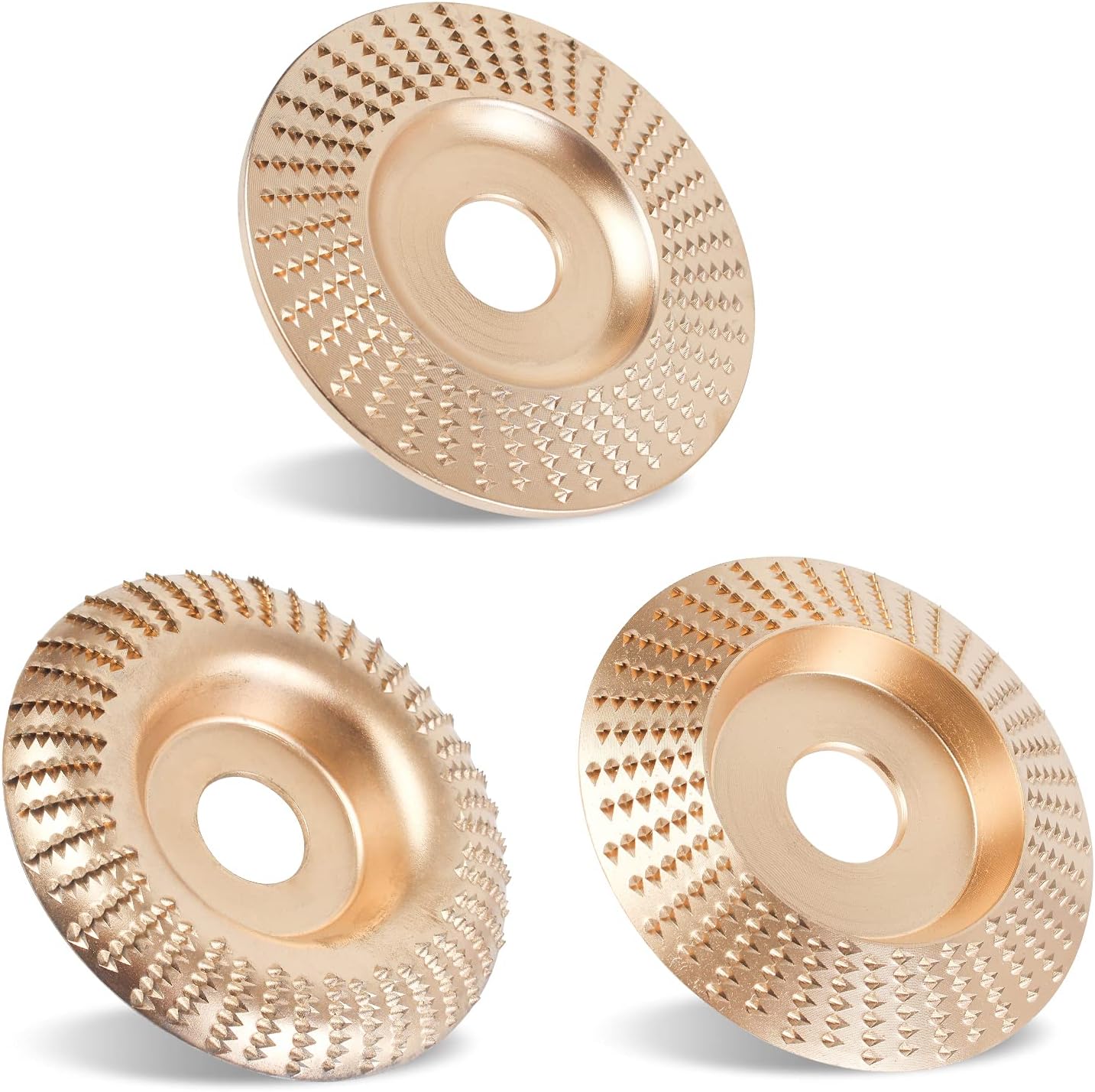 Upgraded 3PCS Wood Carving Disc Set for 4" or 4 1/2" Angle Grinder with 5/8" Arbor, Grinding Wheel Shaping Disc for Wood Cutting, Grinder Cutting Wheel Attachments
