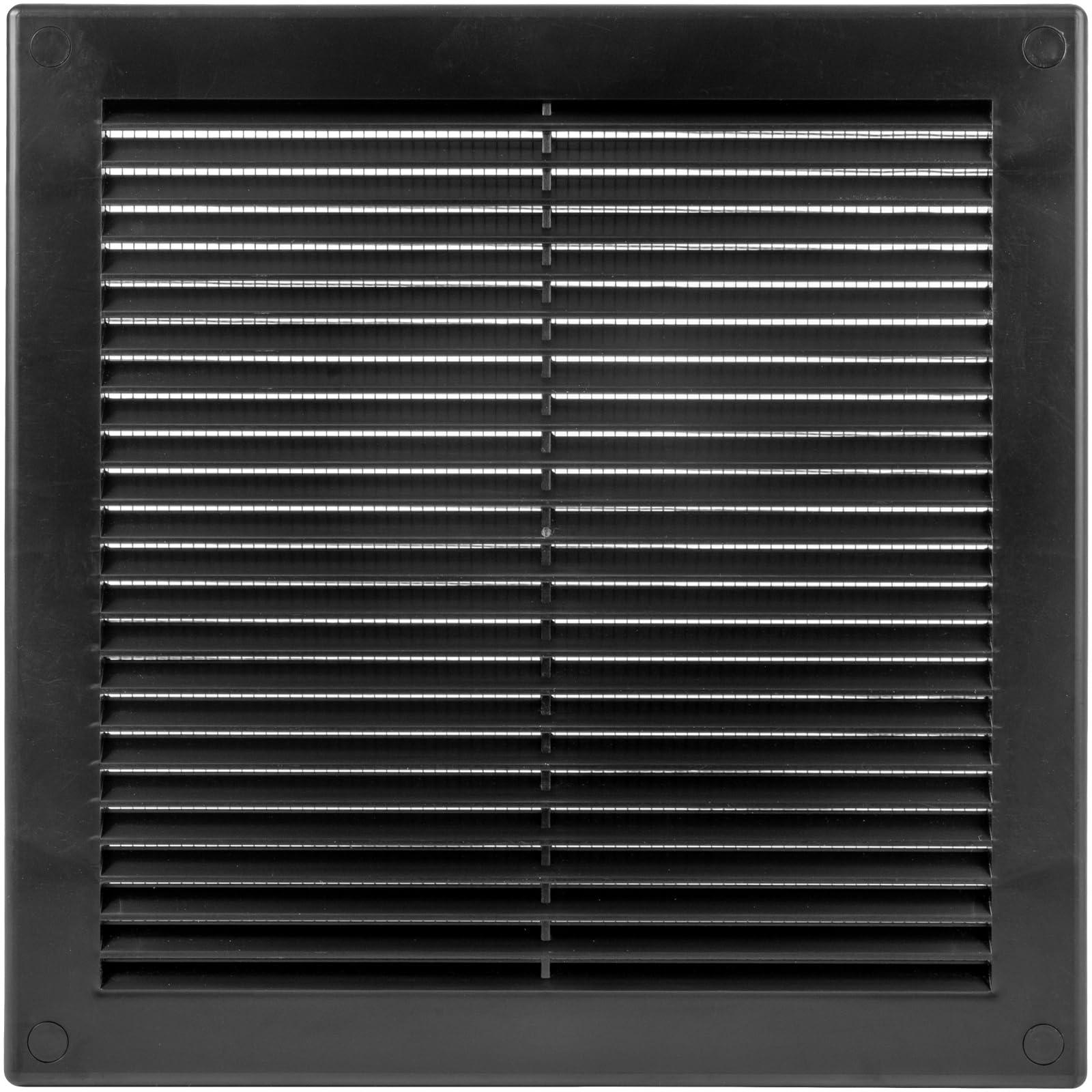 Ecopro Vent / 8'' x 8'' Inch Opening Measurement / Black Square Vent External Grille with Protective Mesh - Lightweight Plastic Register / Cover