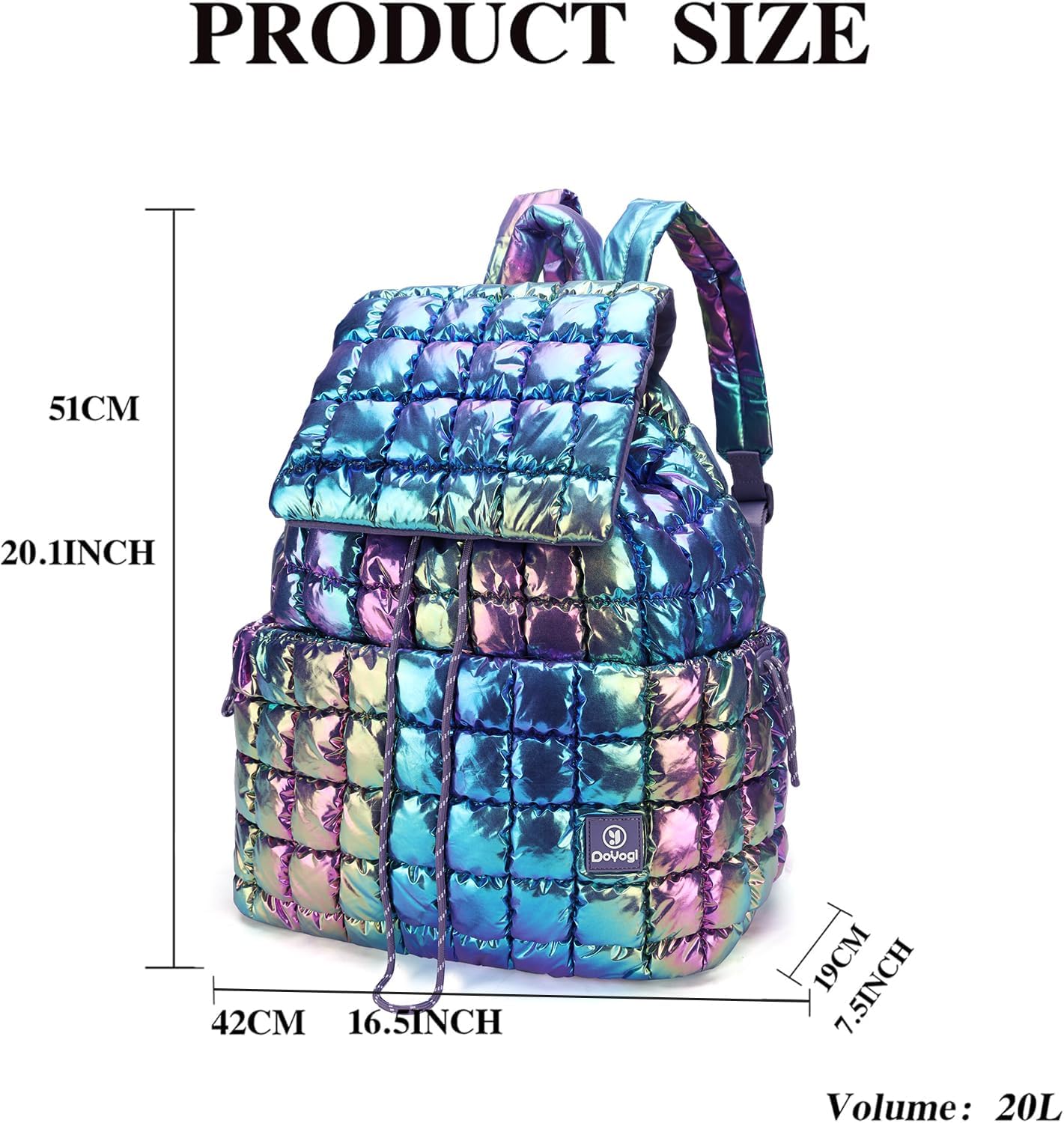 Quilted Backpack for Women, Lightweight Travel Gym Bag, Hiker Pack Drawstring Padding Backpacks, Puffer Travel Bag for Casual Daypack (Dazzling Purple) - Image 4
