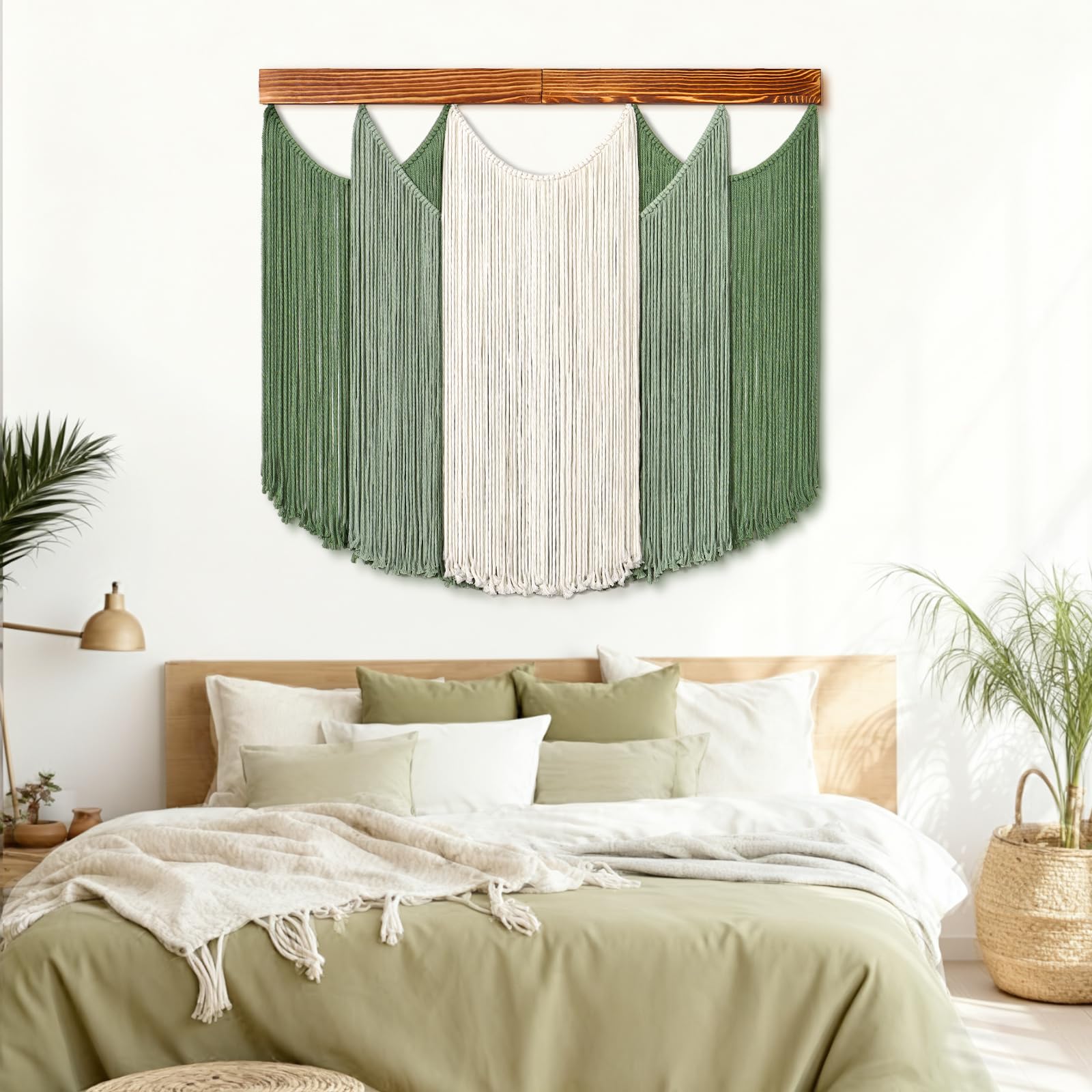 Dremisland Makramee-Wandbehang, Boho-gewebte Tapisserie, Faser, getaucht, Makramee-Wanddekoration, Garn, Wandteppich, Boho-Wandkunst, Dekorationen für Kopfteil, Zuhause, Wohnheim, Wohnzimmer