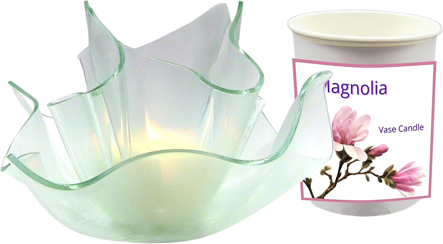 Magnolia Vase Candle - Smells like Magnolia Flowers. (Clear Set)