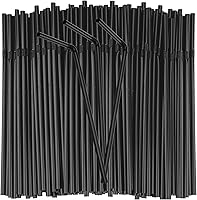 Vista 1 de 150 popotes desechables de plástico para beber, popotes flexibles, desechables, largos, coloridos, de plástico, a rayas, varios colores para uso