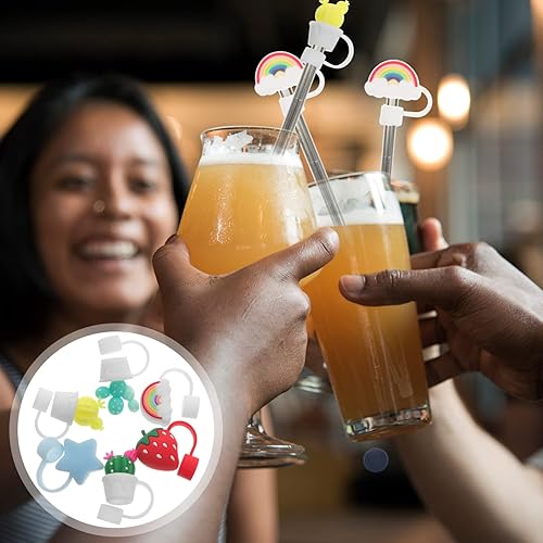 Miniatura 5 de 6 fundas para popotes de silicona, reutilizables, para la oficina en casa, para paja de 0.315 a 0.472 pulgadas, 6 unidades