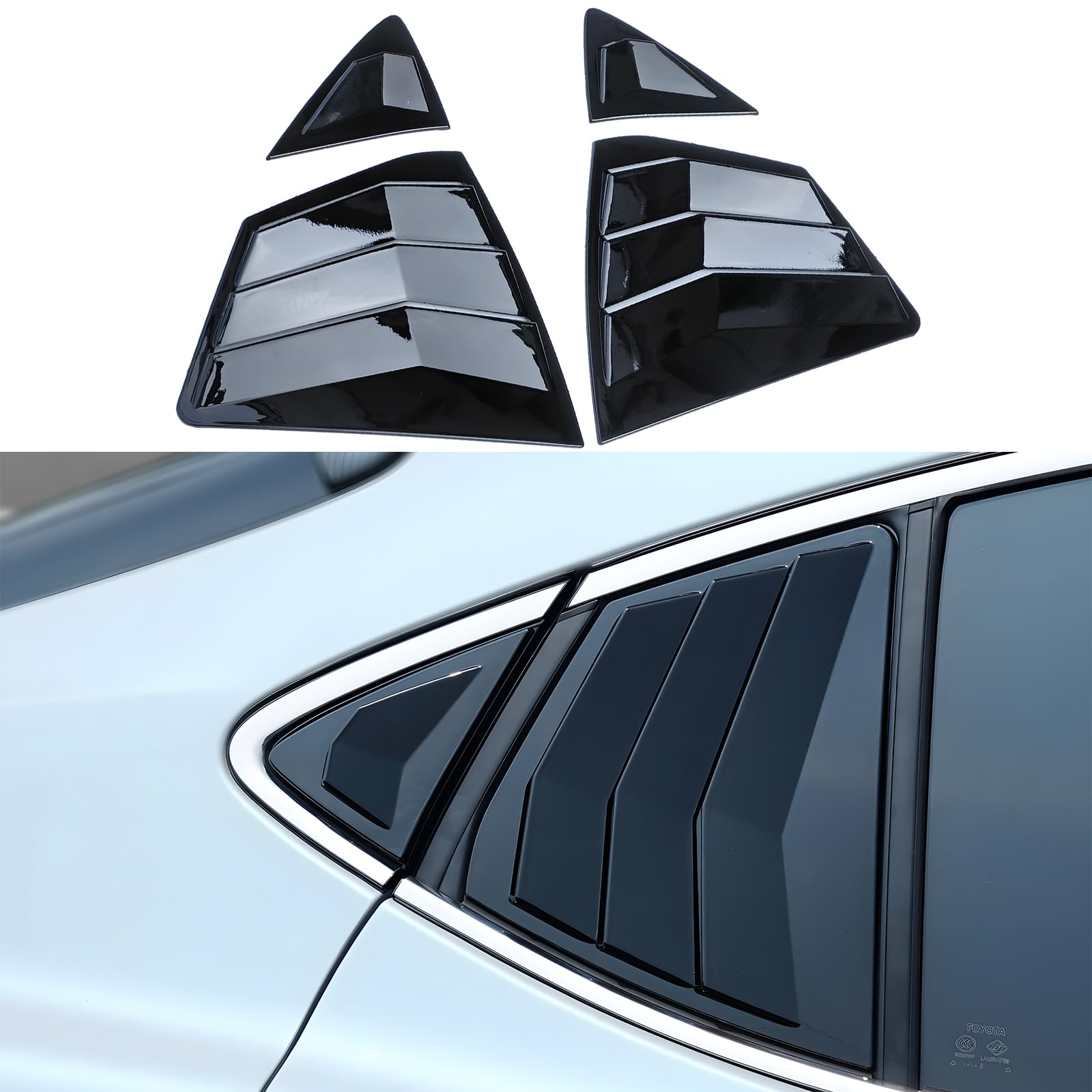 for 9th Gen Camry Sport Style Rear Side Window Louvers Air Vent Scoop Shades Cover Trim for Toyota Camry 2025-Glossy Black
