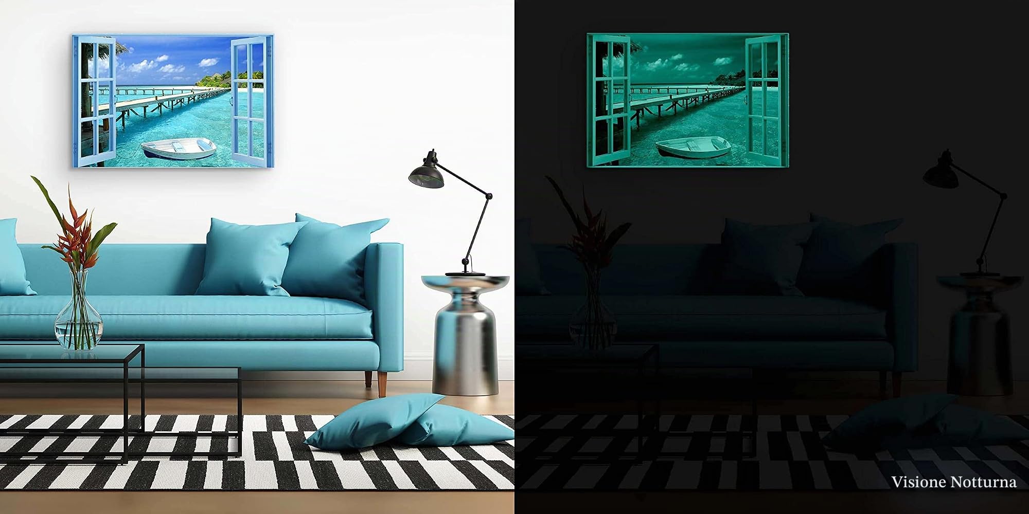 Startonight Quadro su Tela La Finestra del Paradiso Acquatico, Grandi Quadri Paesaggio Moderni Stampe Grande per Soggiorno Stampe Incorniciate 80x120 cm, Decorazione Parete, Idea Regalo Elegante