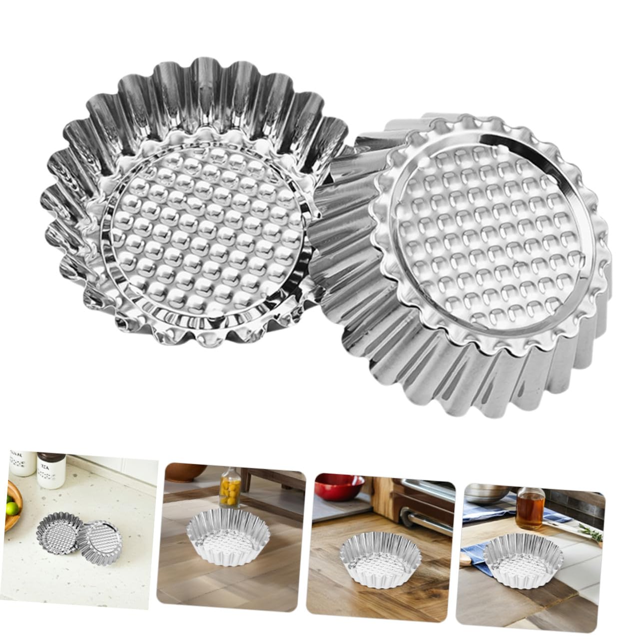 SOLUSTRE 30 Stück Teiliges Mini Kuchen Backform aus Edelstahl Runde Förmchen mit Dekorativem Geriffeltem Rand Stabile Kuchen Muffinformen zum Backen von Törtchen Muffins und Gebäck
