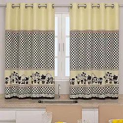 Cortina Cozinha Oxford 2,00x1,40 Estampada Cappuccino Janela Vitrô Ilhós Blackout Blecaute Decorativa Poliéster Varão (Fazendinha)