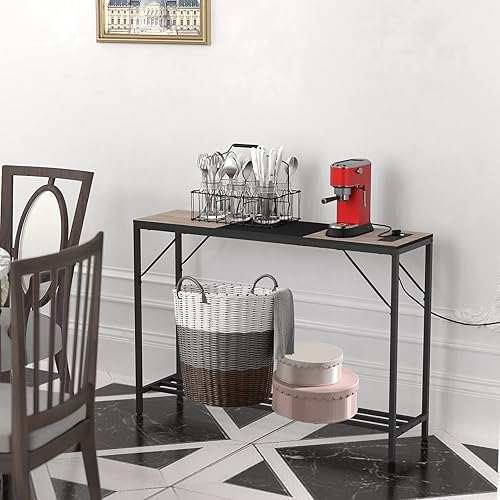Miniatura 4 de DAELIFKER Console Table with Outlet and 2 USB Ports, 41.7 Entryway Table with Storage Shelf, Narrow Sofa Table Behind Couch for Living Room,