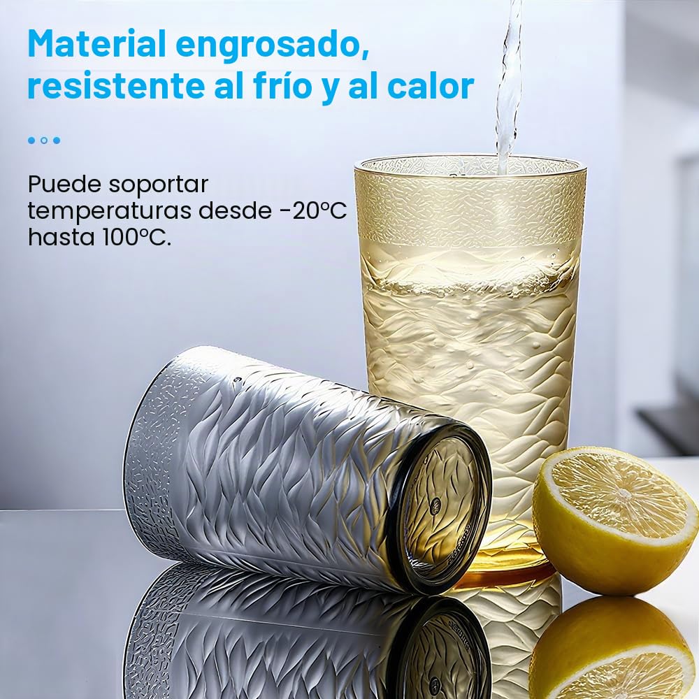 Vasos de plástico, 6 paquetes de 500 ml, vasos acrílicos reutilizables, vasos de cóctel portátiles apilables, vidrio multicolor para fiestas en casa, uso diario, fiestas, picnics (500 ml)