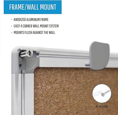 Miniatura 4 de MasterVision Earth Series Tablero de anuncios de corcho autorreparable, montaje en pared, tablero de corcho 100% reciclado, 48 x 72 pulgadas, marco