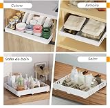 iHomara 4 Pack Expandable Extendable Cupboard Organiser Pull Out Shelf with Adhesive Surface, 53 cm Deep Drawers for Kitchen Base Cabinets, Adjustable Width 32 cm-53 cm (White) - 7