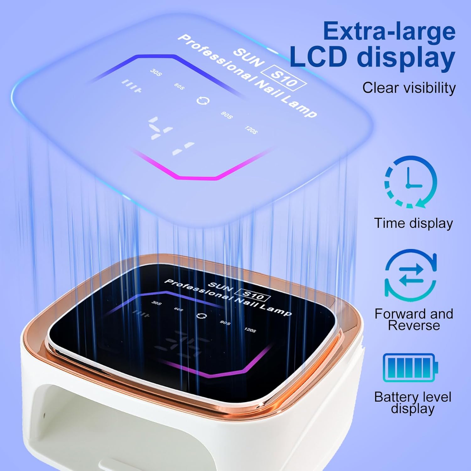 Cordless Nail Lamp for Gel Nails, UV LED Nail Light with 4 Timer Modes & LCD Large Screen, Professional Nail Dryer Curing Lamp with 36 Beads for Manicure & Pedicure