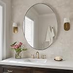 ANDY STAR Oval Mirror,22 x 30 Inch Brushed Nickel Oval Mirror, Oval Bathroom Mirror Brushed Nickel Metal Frame Wall Mounted