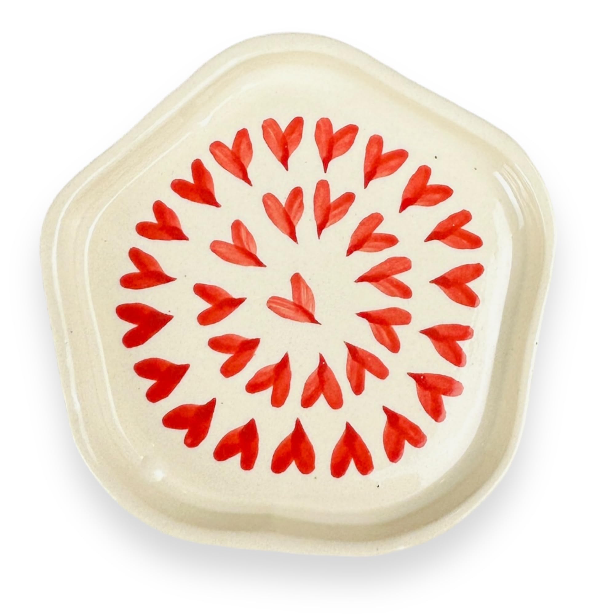 CERAMIC DINING Red Heart Ceramic Dessert Plates- Set of 6 || Snack Plates || Side Plates 3