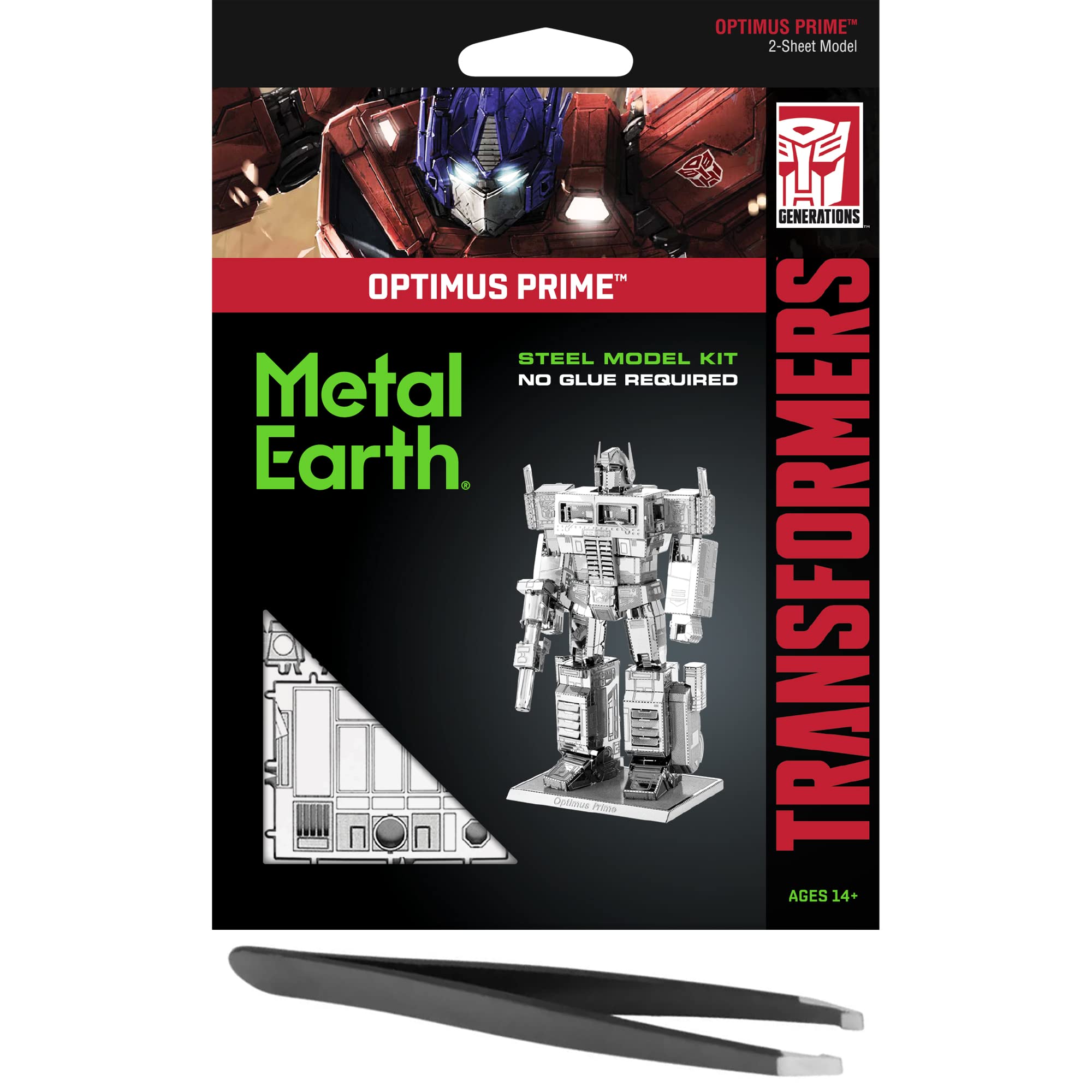 Metal Earth Transformers Optimus Prime 3D Metal Model Kit Bundle with Tweezers Fascinations
