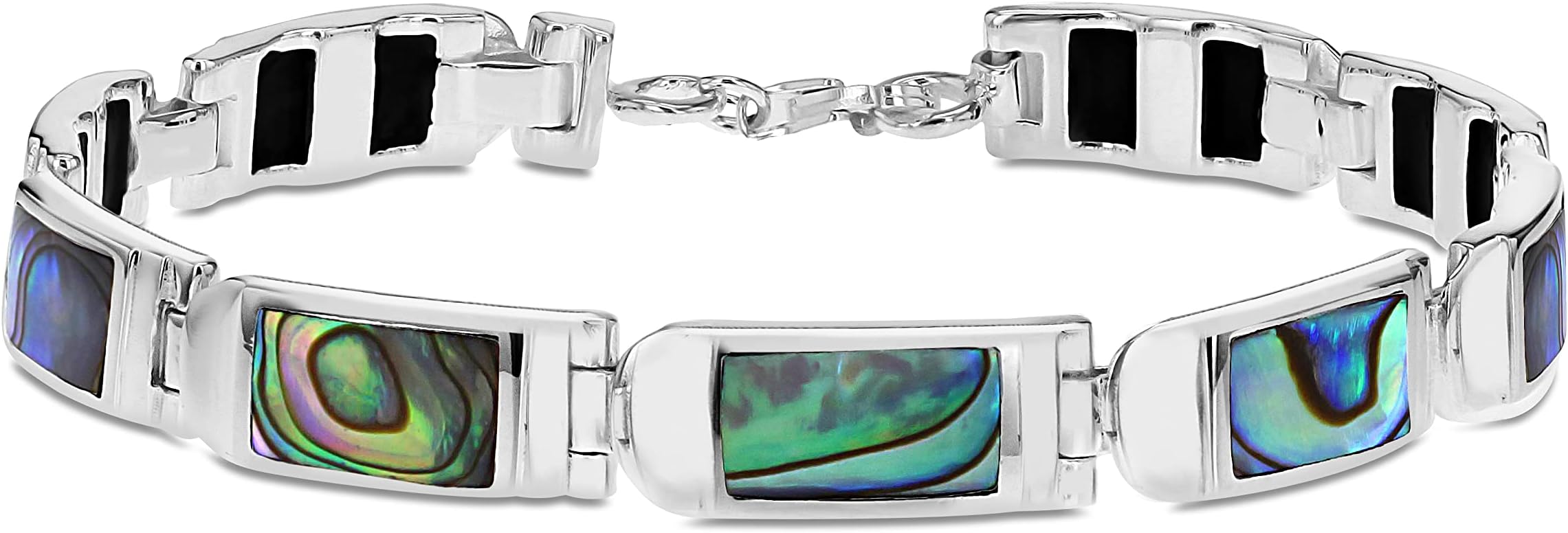Women's Sterling Silver Rectangle Gemstone Bar Bracelet of Length 18 cm/7 Inch