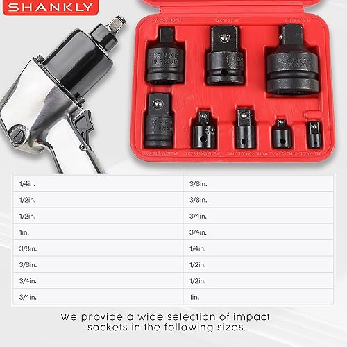 Miniatura 4 de Shankly Juego de 8 adaptadores de impacto y adaptadores de impacto o llave de impacto con enchufes aplicables a tamaños de dados de impacto profundo