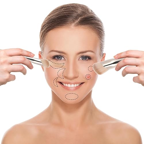 Miniatura 2 de 2 brochas correctoras en ángulo para debajo de los ojos, cepillo de precisión para difuminar la cara, corrector de base para ojeras, aplicador de