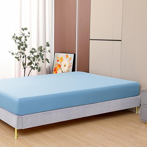 Miniatura 8 de Toodou Las sábanas bajeras de tamaño individual de color blanco tienen un tacto suave y sedoso, transpirable, resistente a las arrugas y a la