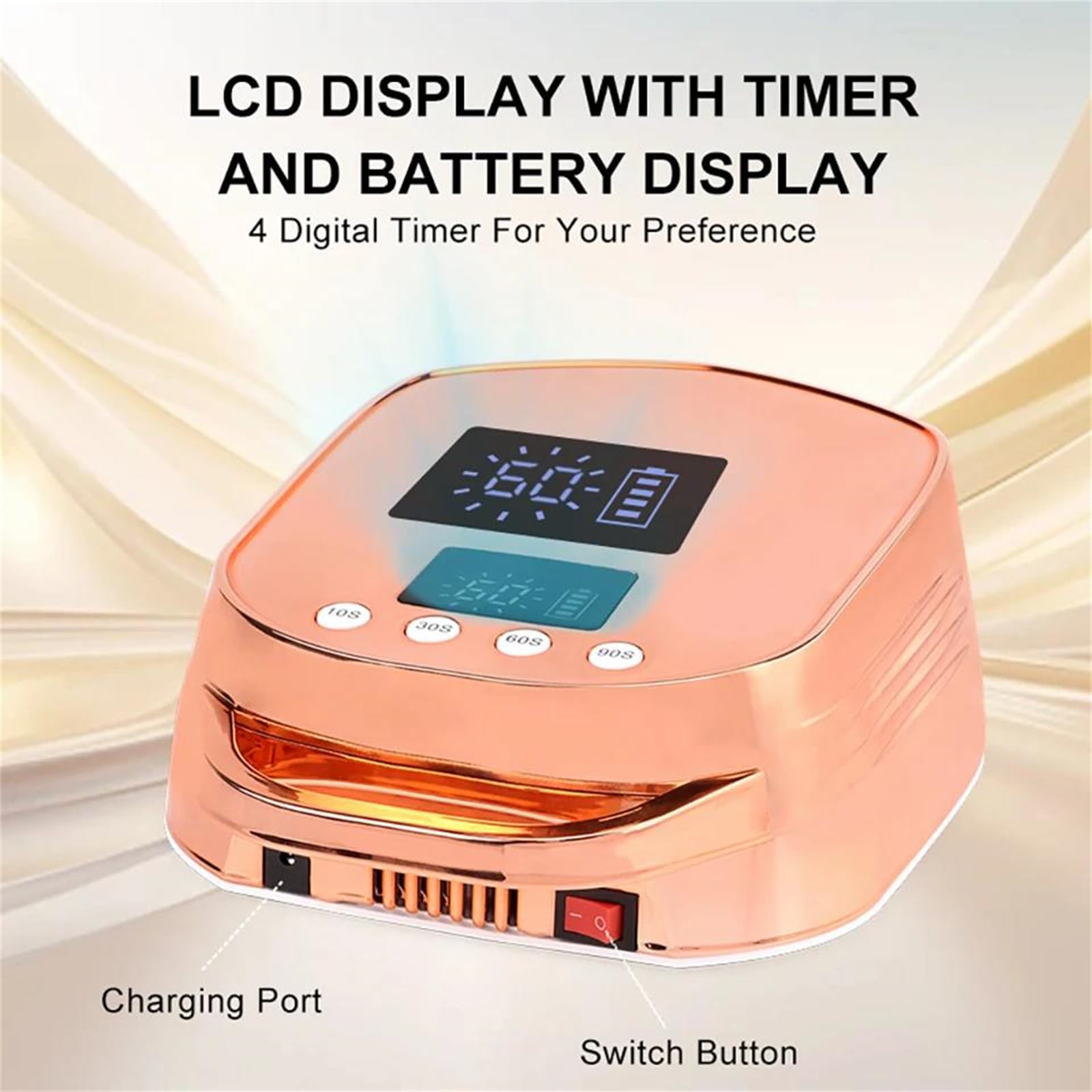 Lampada UV LED per Unghie per asciugare Lo Smalto Gel per Manicure | asciuga unghie a led da 96w con schermo lcd, strumento per salone di bellezza lampada uv ricaricabile da 5200 mah per