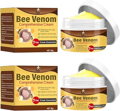Bee-Venom Comprehensive Cream Bee-Venom Skin Treatments Cream Visibly Reduces Skin Blemishes Lasting Wart Removal Creams for All Skin Types 2pcs