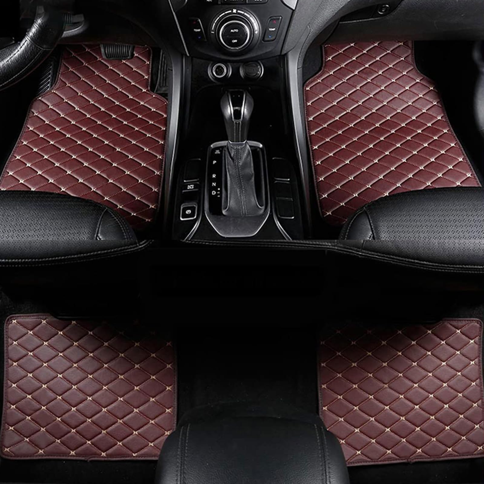 ELEDVB4 Piece Car Leather Floor Mats for R-enault Koleos 2017-2023, Front Rear Protection Floor Liner All-weather Waterproof Anti-Slip Auto Foot Pads Accessories,Coffee-LHD